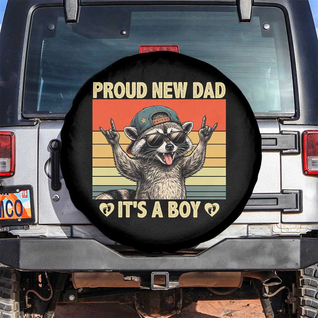 Proud New Dad It's A Boy Spare Tire Cover Funny Raccoon Humor Father's Day TS14 No hole Black Print Your Wear