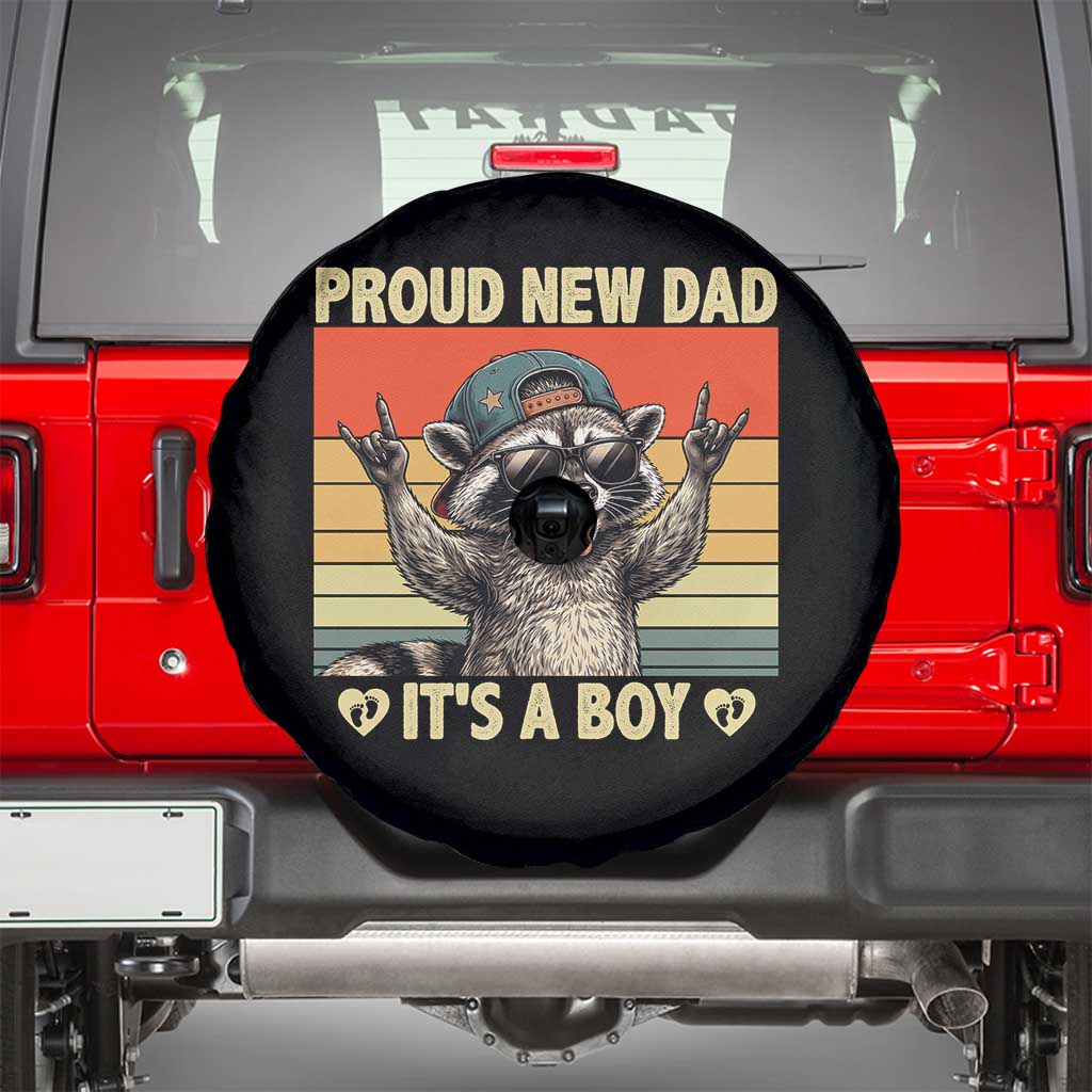 Proud New Dad It's A Boy Spare Tire Cover Funny Raccoon Humor Father's Day TS14 Black Print Your Wear