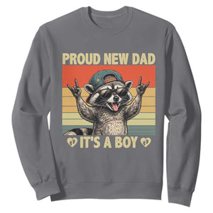 Proud New Dad It's A Boy Sweatshirt Funny Raccoon Humor Father's Day TS14 Charcoal Print Your Wear