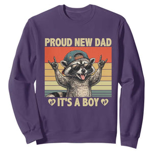 Proud New Dad It's A Boy Sweatshirt Funny Raccoon Humor Father's Day TS14 Purple Print Your Wear