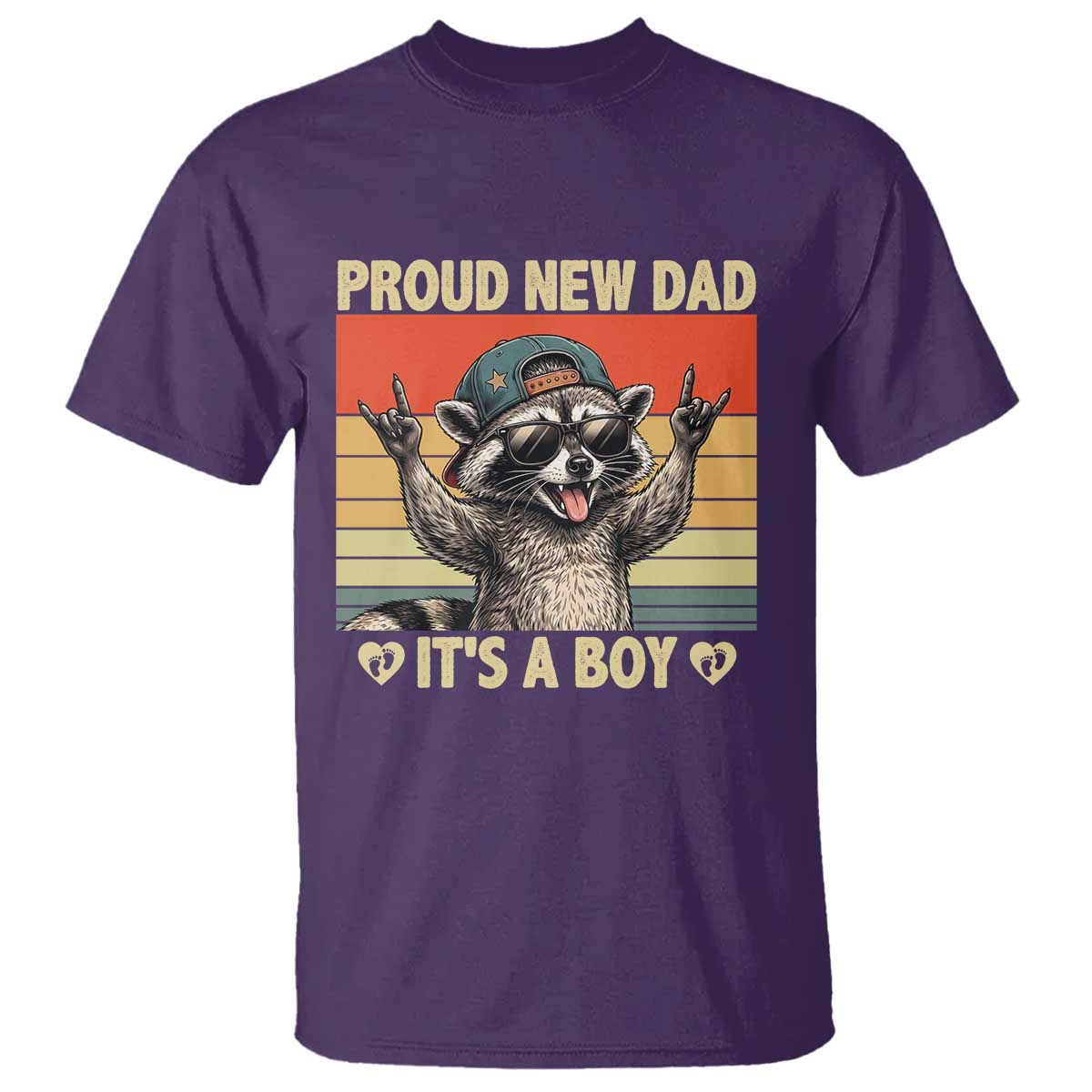 Proud New Dad It's A Boy T Shirt Funny Raccoon Humor Father's Day TS14 Purple Print Your Wear