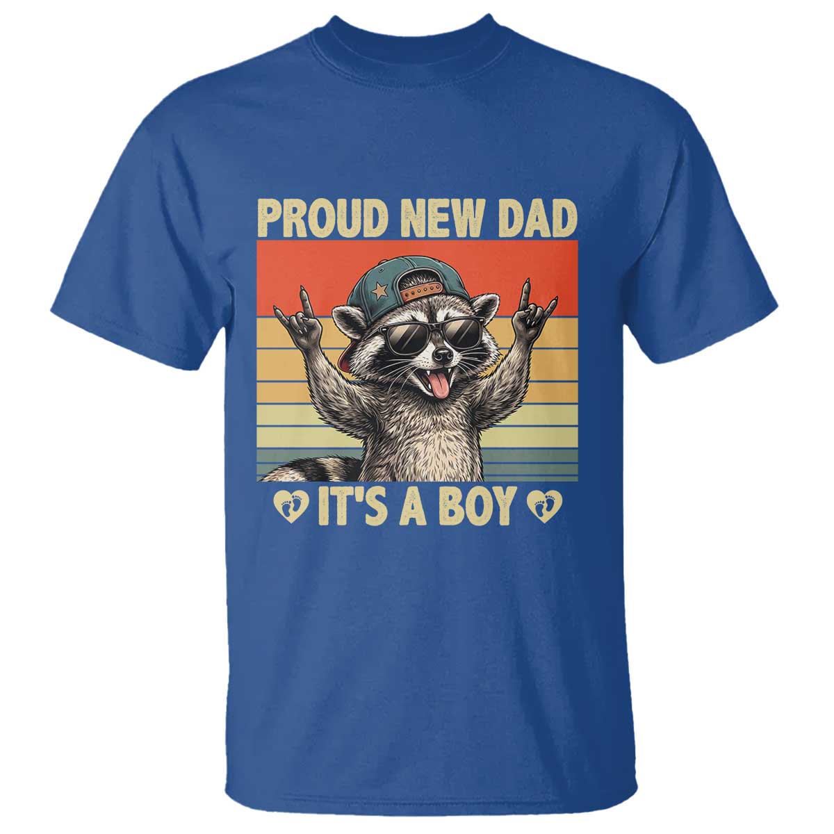 Proud New Dad It's A Boy T Shirt Funny Raccoon Humor Father's Day TS14 Royal Blue Print Your Wear