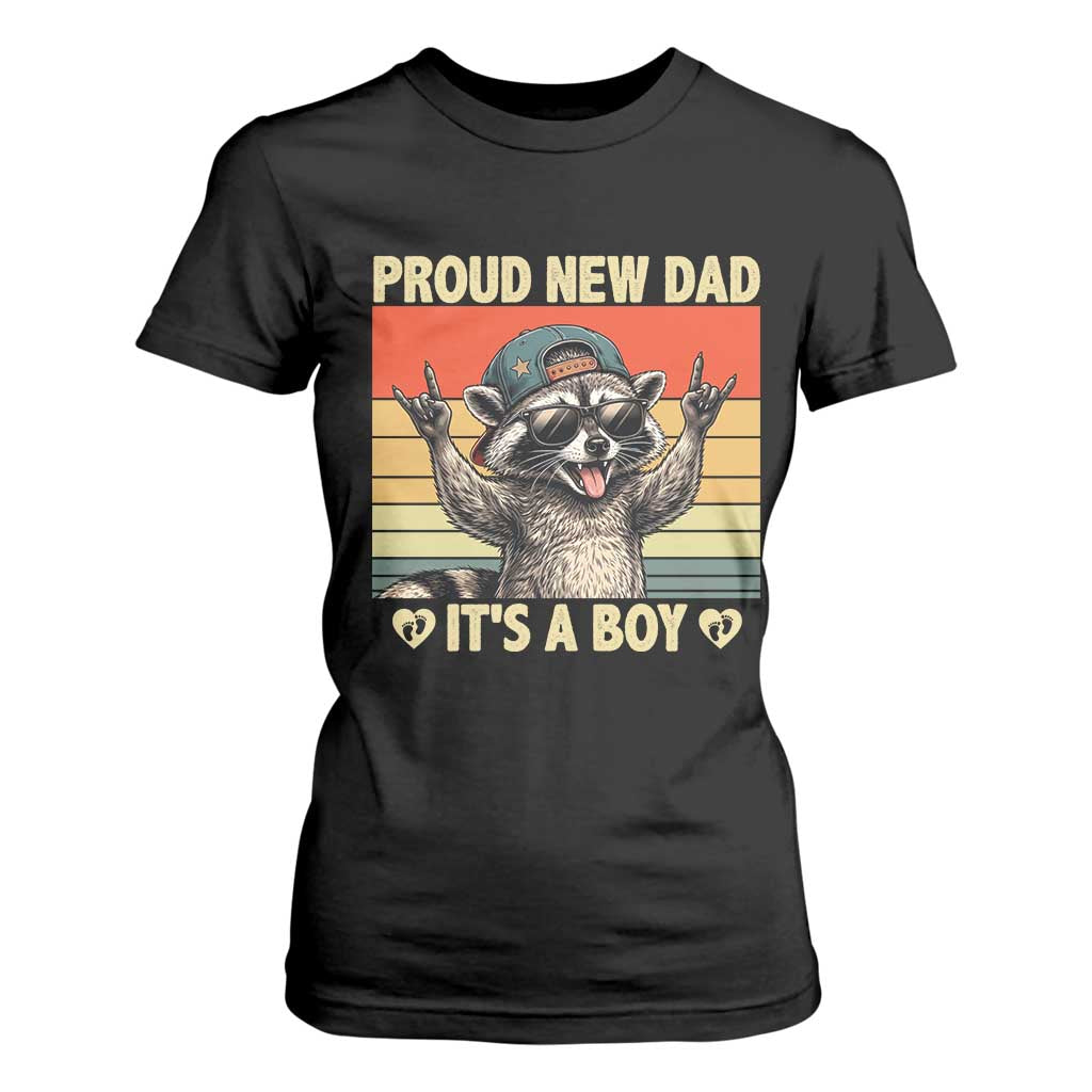 Proud New Dad It's A Boy T Shirt For Women Funny Raccoon Humor Father's Day TS14 Black Print Your Wear