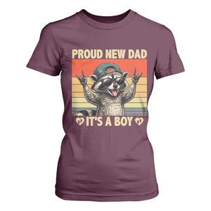 Proud New Dad It's A Boy T Shirt For Women Funny Raccoon Humor Father's Day TS14 Maroon Print Your Wear