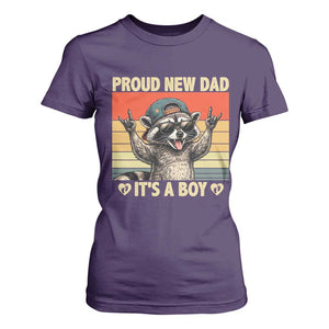 Proud New Dad It's A Boy T Shirt For Women Funny Raccoon Humor Father's Day TS14 Purple Print Your Wear