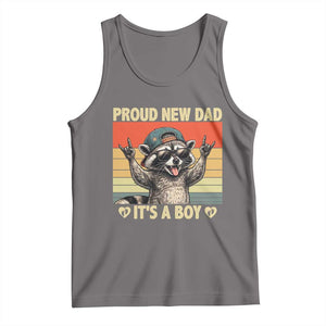 Proud New Dad It's A Boy Tank Top Funny Raccoon Humor Father's Day TS14 Deep Heather Print Your Wear
