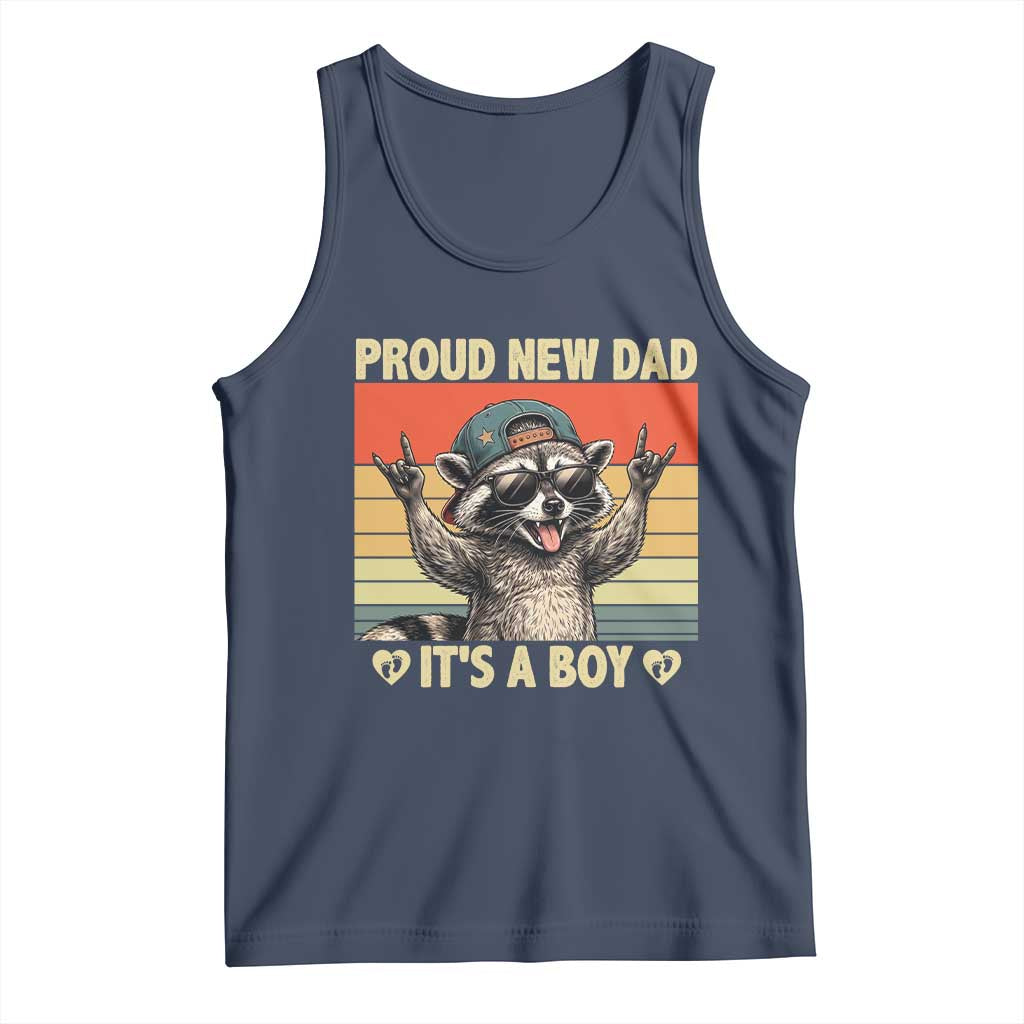 Proud New Dad It's A Boy Tank Top Funny Raccoon Humor Father's Day TS14 Navy Print Your Wear
