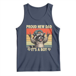 Proud New Dad It's A Boy Tank Top Funny Raccoon Humor Father's Day TS14 Navy Print Your Wear