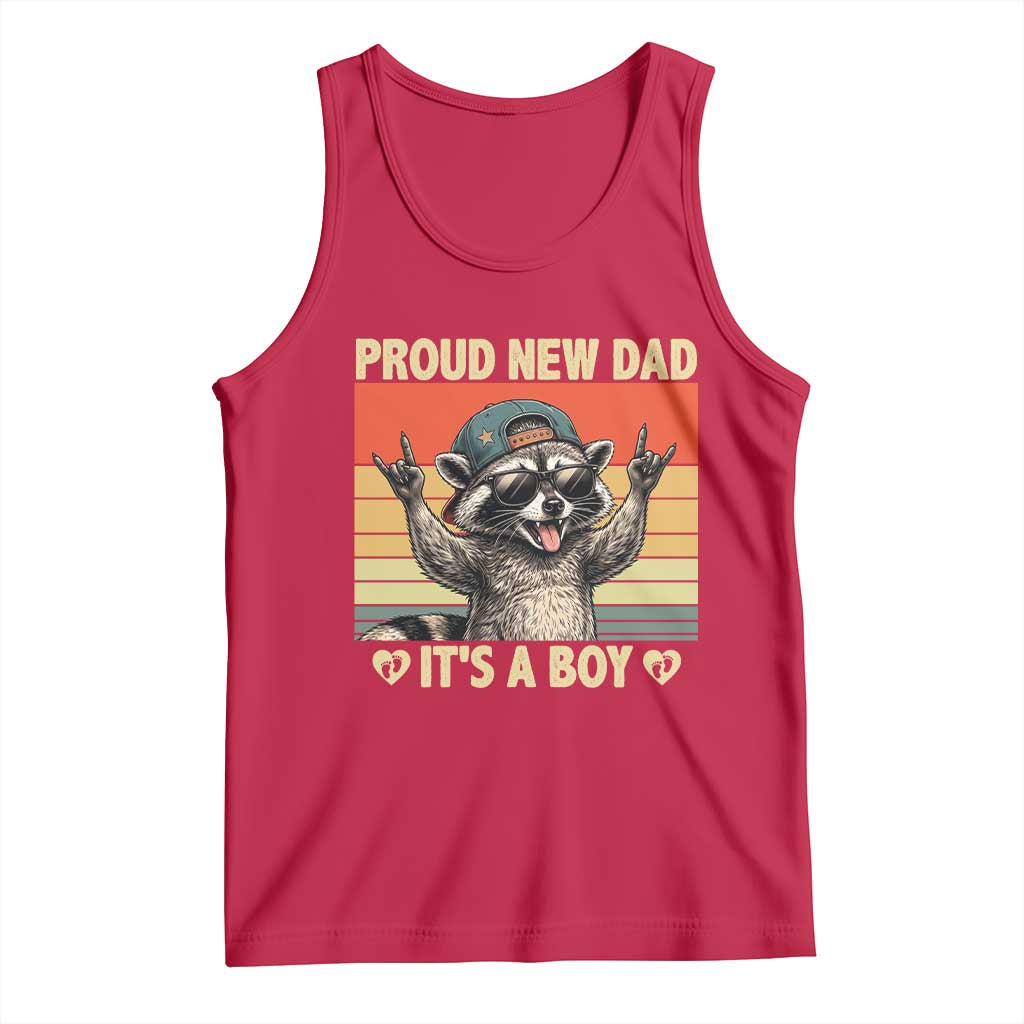 Proud New Dad It's A Boy Tank Top Funny Raccoon Humor Father's Day TS14 Red Print Your Wear