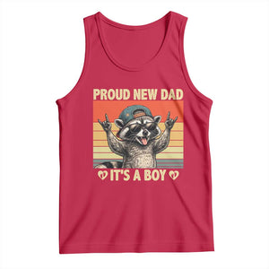 Proud New Dad It's A Boy Tank Top Funny Raccoon Humor Father's Day TS14 Red Print Your Wear