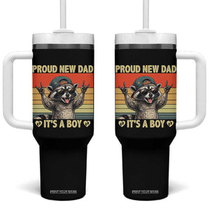 Proud New Dad It's A Boy Tumbler With Handle Funny Raccoon Humor Father's Day TS14 One Size: 40 oz Black Print Your Wear