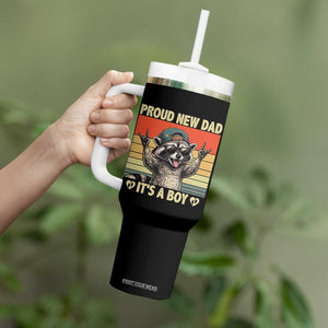 Proud New Dad It's A Boy Tumbler With Handle Funny Raccoon Humor Father's Day TS14 Print Your Wear