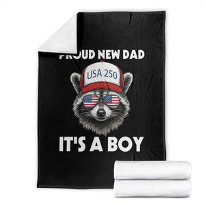 Proud New Dad It's A Boy Throw Blanket USA 250th Anniversary Raccoon Dad TS14 Black Print Your Wear