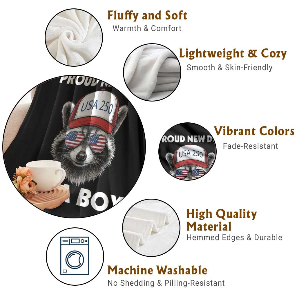 Proud New Dad It's A Boy Throw Blanket USA 250th Anniversary Raccoon Dad TS14 Print Your Wear