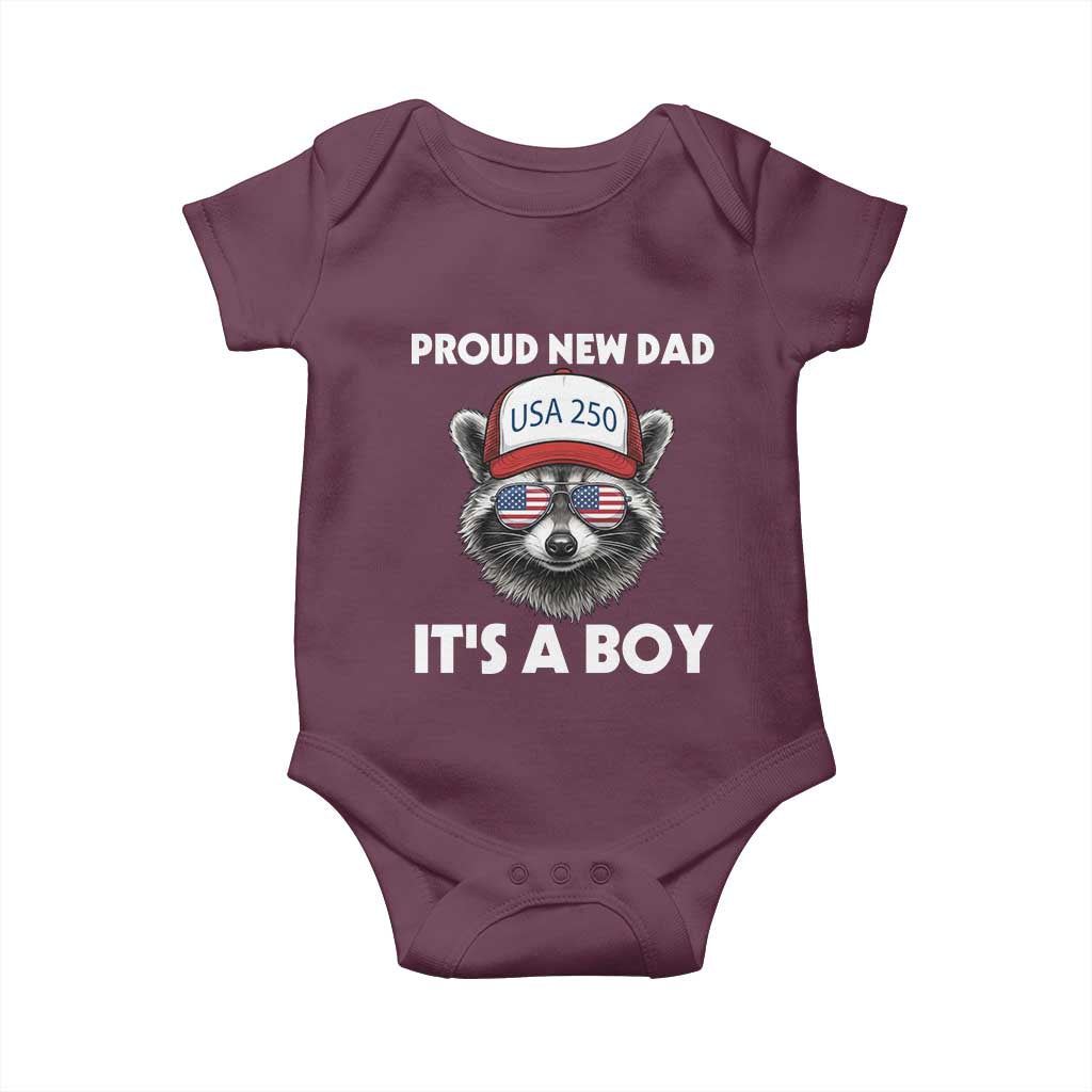 Proud New Dad It's A Boy Baby Onesie USA 250th Anniversary Raccoon Dad TS14 Maroon Print Your Wear