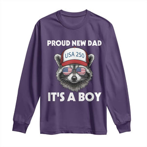 Proud New Dad It's A Boy Long Sleeve Shirt USA 250th Anniversary Raccoon Dad TS14 Purple Print Your Wear