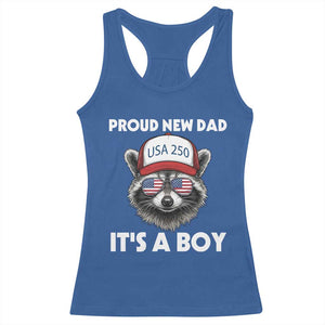 Proud New Dad It's A Boy Racerback Tank Top USA 250th Anniversary Raccoon Dad TS14 Royal Blue Print Your Wear