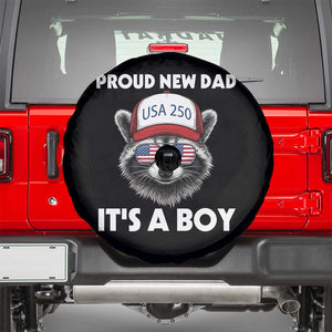 Proud New Dad It's A Boy Spare Tire Cover USA 250th Anniversary Raccoon Dad TS14 Black Print Your Wear