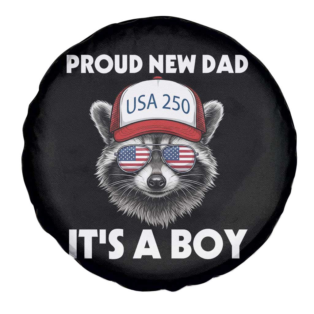 Proud New Dad It's A Boy Spare Tire Cover USA 250th Anniversary Raccoon Dad TS14 Print Your Wear