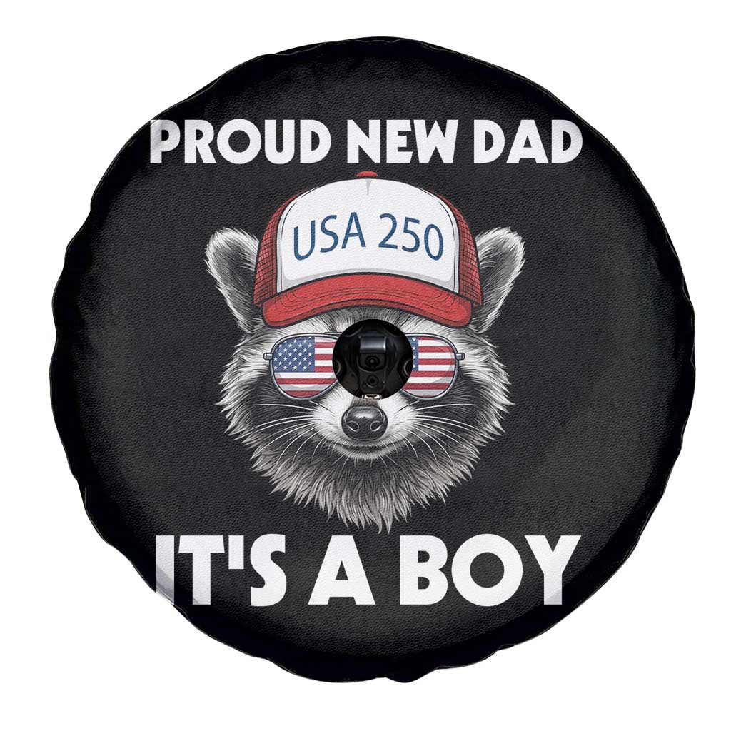 Proud New Dad It's A Boy Spare Tire Cover USA 250th Anniversary Raccoon Dad TS14 Print Your Wear