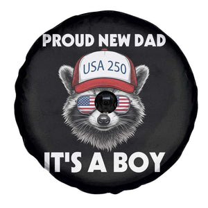 Proud New Dad It's A Boy Spare Tire Cover USA 250th Anniversary Raccoon Dad TS14 Print Your Wear
