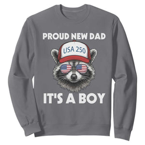 Proud New Dad It's A Boy Sweatshirt USA 250th Anniversary Raccoon Dad TS14 Charcoal Print Your Wear