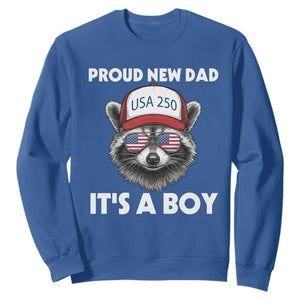 Proud New Dad It's A Boy Sweatshirt USA 250th Anniversary Raccoon Dad TS14 Royal Blue Print Your Wear
