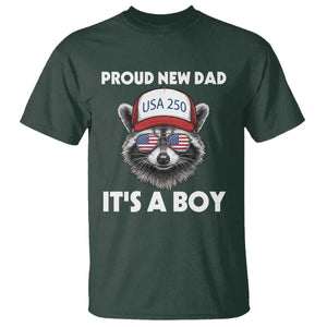Proud New Dad It's A Boy T Shirt USA 250th Anniversary Raccoon Dad TS14 Dark Forest Green Print Your Wear