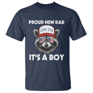Proud New Dad It's A Boy T Shirt USA 250th Anniversary Raccoon Dad TS14 Navy Print Your Wear