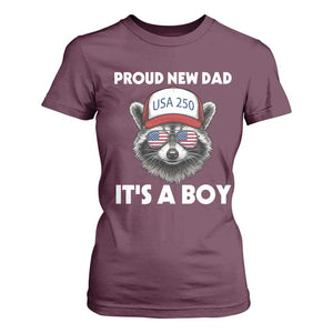 Proud New Dad It's A Boy T Shirt For Women Raccoon Patriotic America 250th Anniversary