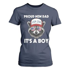 Proud New Dad It's A Boy T Shirt For Women Raccoon Patriotic America 250th Anniversary