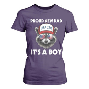 Proud New Dad It's A Boy T Shirt For Women Raccoon Patriotic America 250th Anniversary