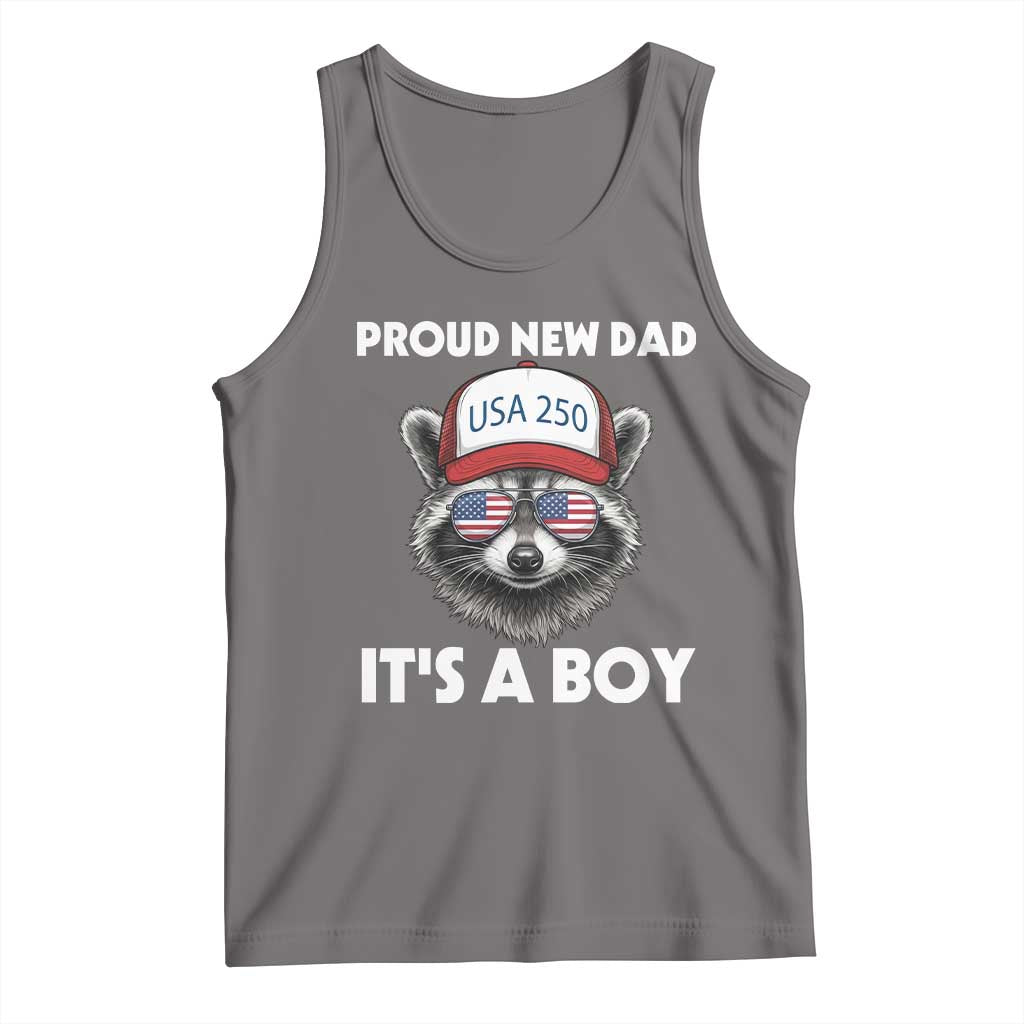 Proud New Dad It's A Boy Tank Top Raccoon Patriotic America 250th Anniversary TS14 Deep Heather Print Your Wear