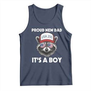Proud New Dad It's A Boy Tank Top Raccoon Patriotic America 250th Anniversary TS14 Navy Print Your Wear