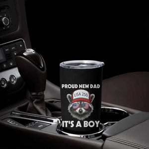 Proud New Dad It's A Boy Tumbler Cup Raccoon Patriotic America 250th Anniversary