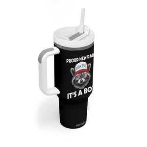 Proud New Dad It's A Boy Tumbler With Handle Raccoon Patriotic America 250th Anniversary