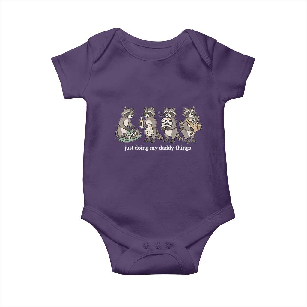 Funny Raccoon Dad Baby Onesie Just Doing My Daddy Things