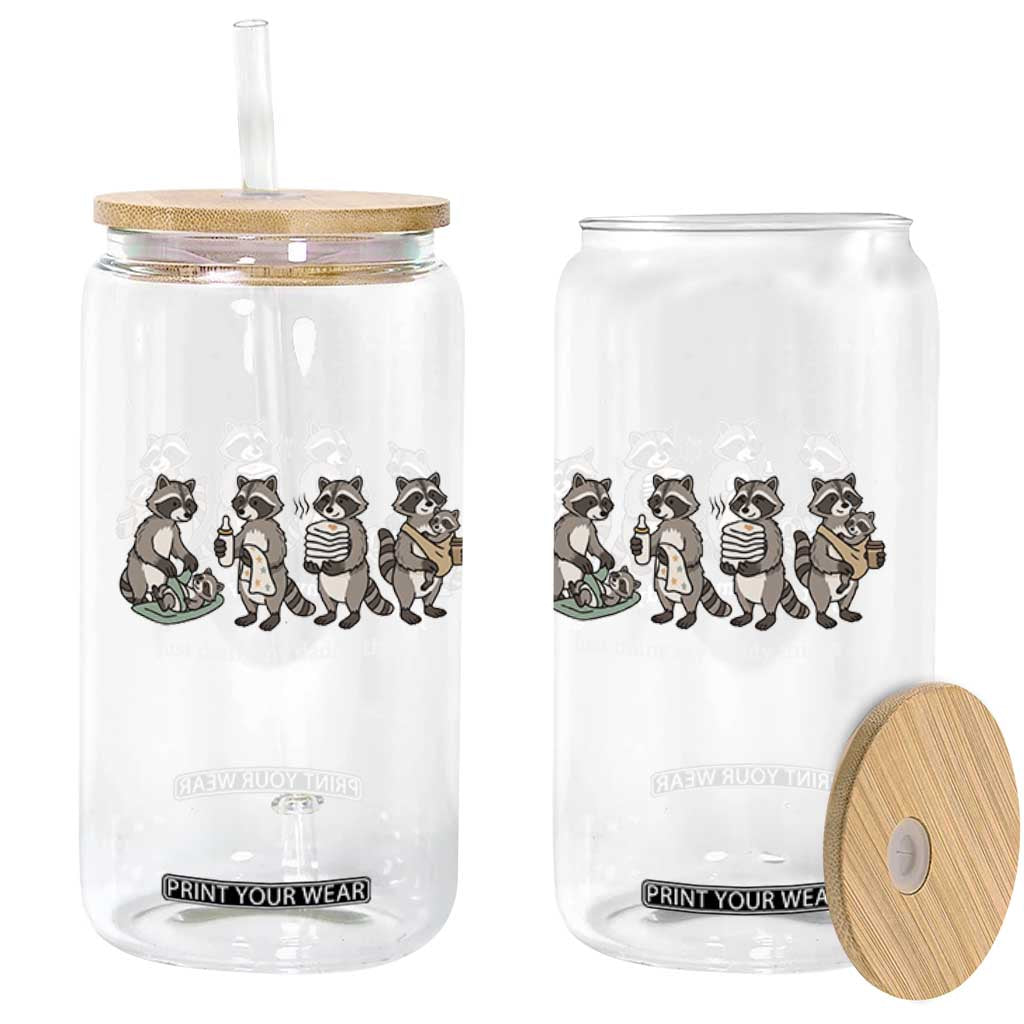 Funny Raccoon Dad Glass Can Just Doing My Daddy Things