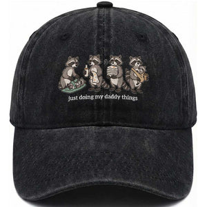 Funny Raccoon Dad Washed Cotton Baseball Cap Just Doing My Daddy Things