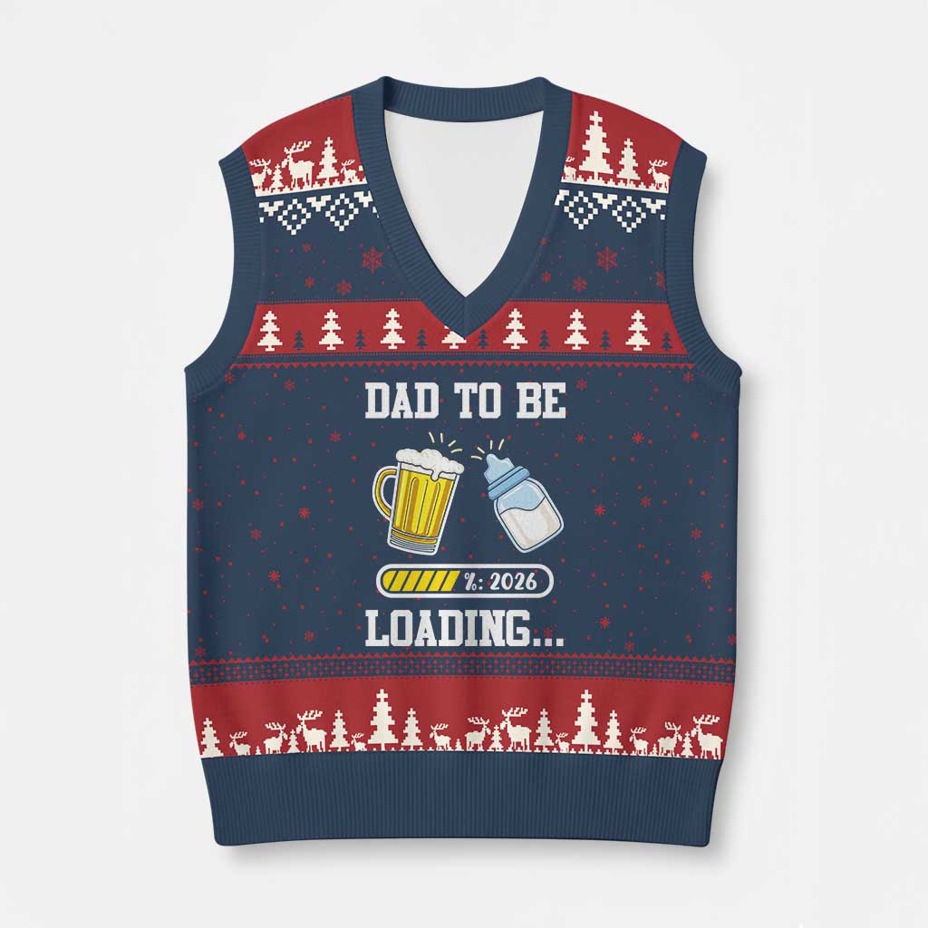 Dad to Be 2026 V-Neck Knit Sweater Vest Funny Pregnancy Reveal TS14 Navy Red Print Your Wear