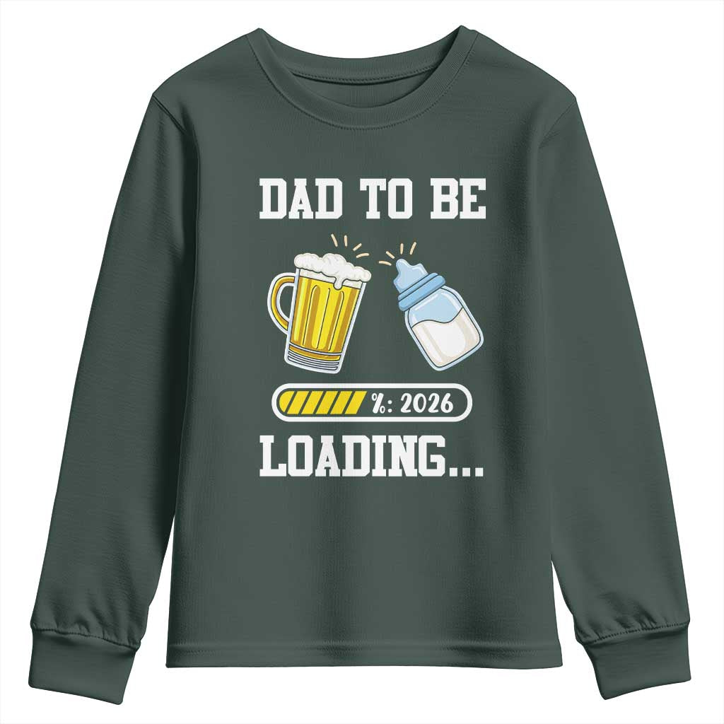 Dad to Be 2026 Youth Sweatshirt Funny Pregnancy Reveal TS14 Dark Forest Green Print Your Wear