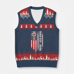 New Dad 2026 V-Neck Knit Sweater Vest Patriotic US American Flag Gifts Fathers Day