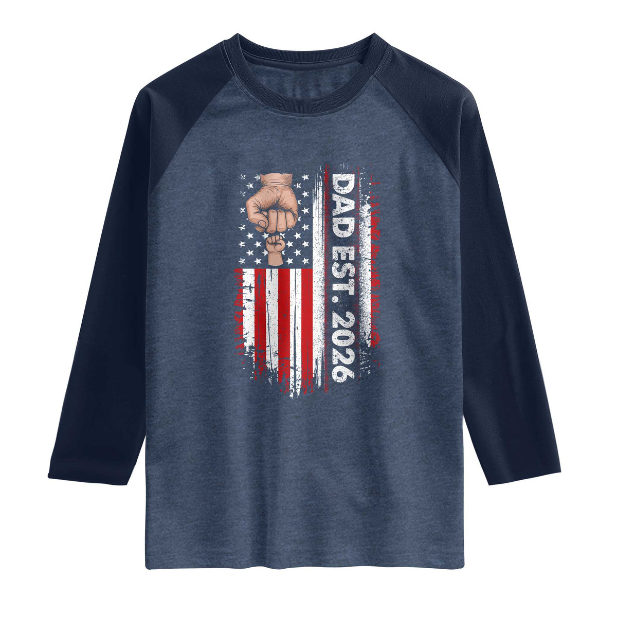 New Dad 2026 Raglan Shirt Patriotic US American Flag Gifts Fathers Day