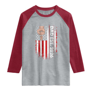 New Dad 2026 Raglan Shirt Patriotic US American Flag Gifts Fathers Day