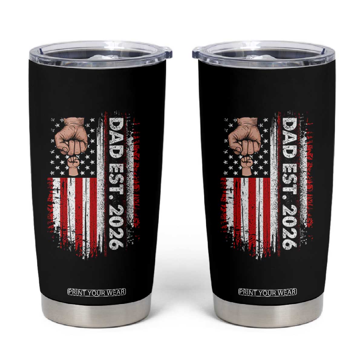 New Dad 2026 Tumbler Cup Patriotic US American Flag Gifts Fathers Day