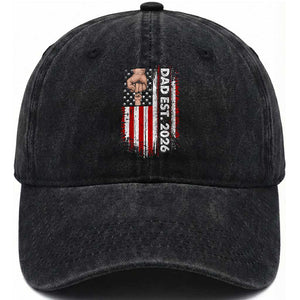 New Dad 2026 Washed Cotton Baseball Cap Patriotic US American Flag Gifts Fathers Day