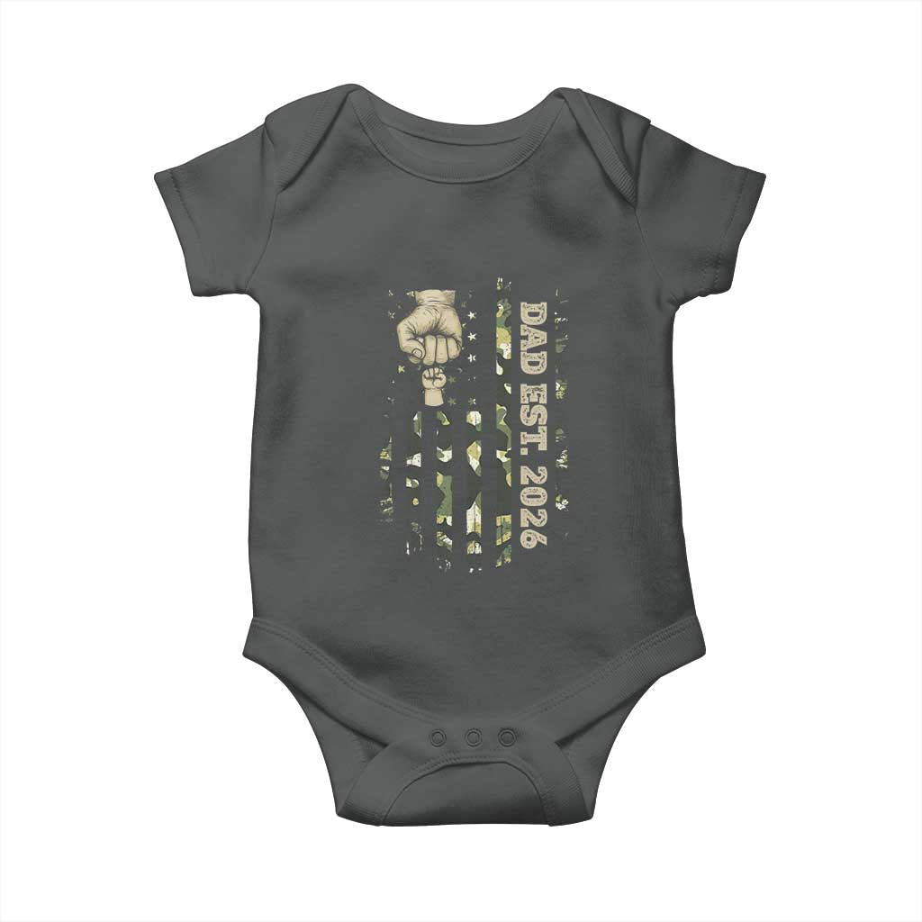 New Dad 2026 Baby Onesie Camo American Flag Military Dad Father's Day