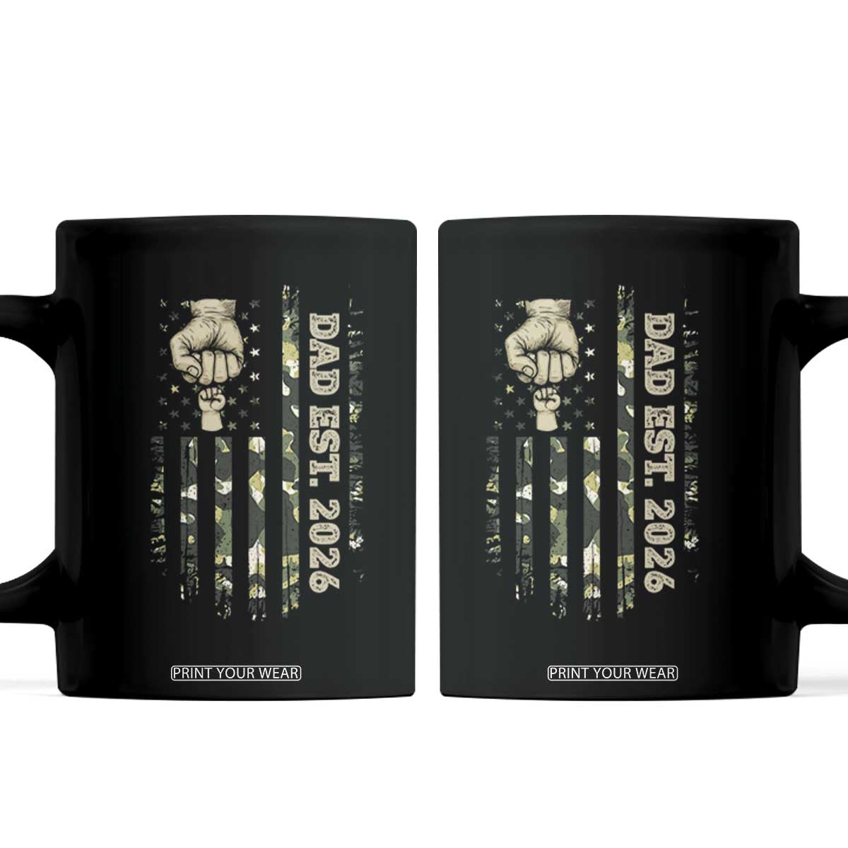New Dad 2026 Coffee Mug Camo American Flag Military Dad Father's Day