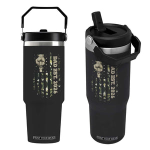 New Dad 2026 Flip Straw Tumbler Camo American Flag Military Dad Father's Day