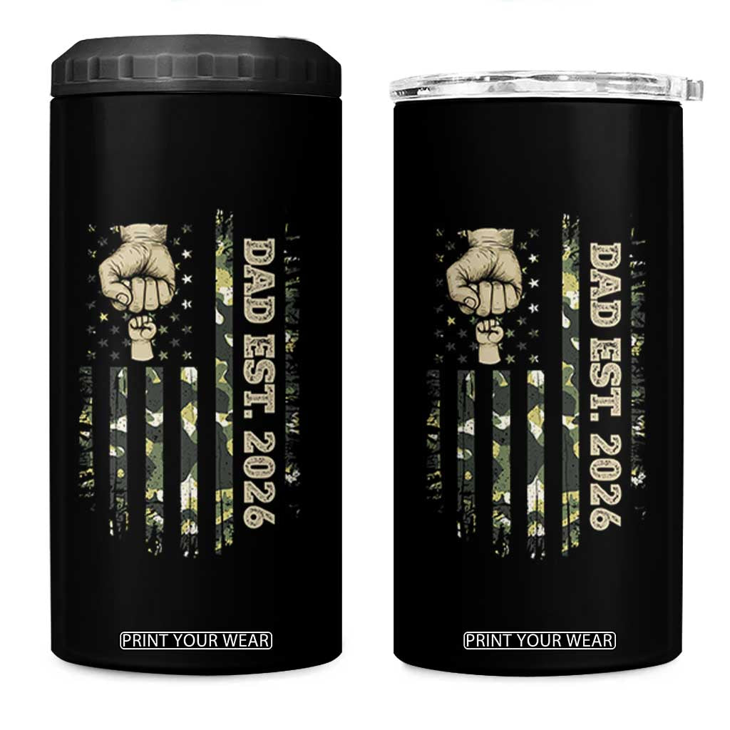 New Dad 2026 4 in 1 Can Cooler Tumbler Camo American Flag Military Dad Father's Day